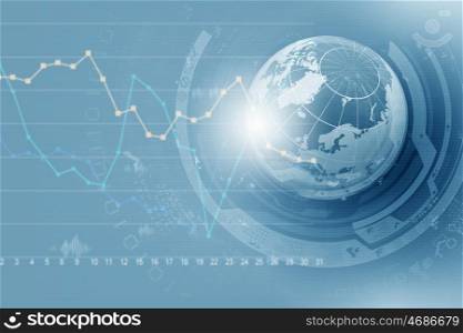 Abstract image planet earth on background of business devices. Business Earth images