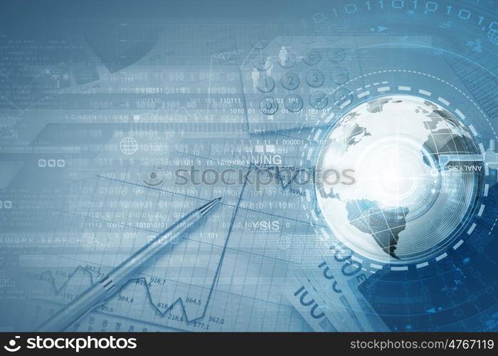 Abstract image planet earth on background of business devices. Business Earth images