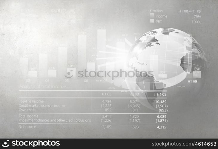 Abstract image planet earth on background of business devices. Business theme