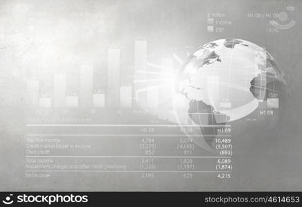 Abstract image planet earth on background of business devices. Business theme