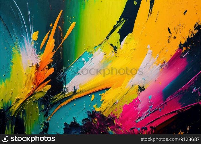 Abstract in art painting with oil brush stroke technical design. Concept of colorful hand painting on contemporary canvas. Finest generative AI.. Abstract in art painting with oil brush stroke technical design.