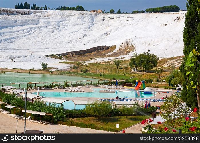abstract in pamukkale turkey asia the old calcium bath and travertine water