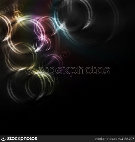 Abstract iridescent rings on a black background. Eps 10