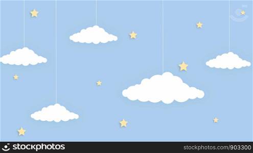 Abstract kawaii Cloudy Colorful Sky background. Soft gradient pastel Comic graphic. Concept for children and kindergartens or presentation