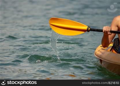 abstract kayak action on a mountain lake