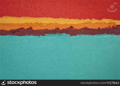 abstract landscape - a collection colorful handmade Indian papers produced from recycled cotton fabric