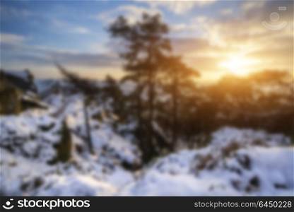 Abstract landscape image with blur filter for use in designs as a background