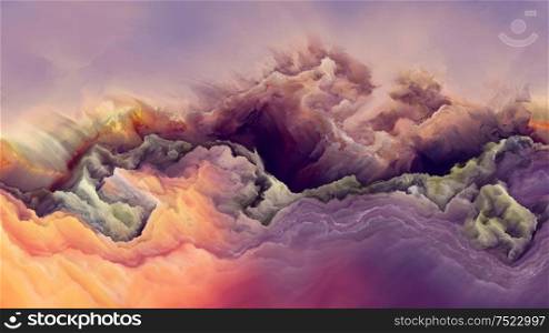Abstract Landscape. Impossible Planet series. Abstract arrangement of vibrant flow of hues and gradients suitable for projects on art, creativity and design