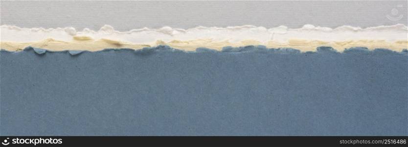 abstract landscape in blue pastel tones - a collection of handmade rag papers,panoramic web banner