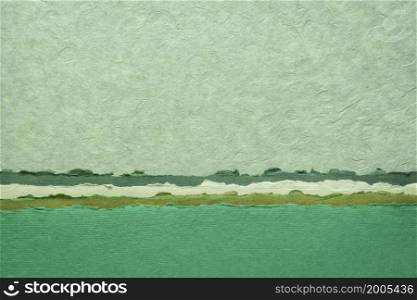 abstract landscape in green pastel tones - a collection of handmade paper sheets