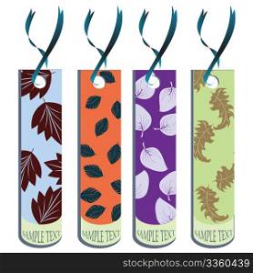 Abstract leaf tags in many color, vector art