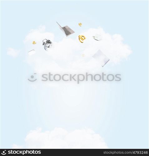 Abstract light blue background. Abstract light blue background with various objects