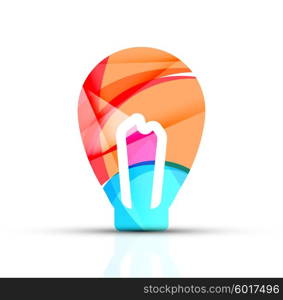 Abstract light bulb logo design made of color pieces - various geometric shapes. Abstract light bulb logo design made of color pieces - various geometric shapes. Vector illustration
