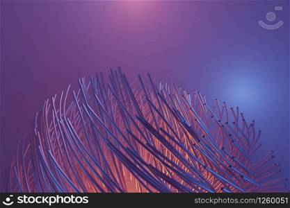 Abstract lines Cables Futuristic Network communication technology, 3d rendering