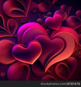 Abstract Love Heart Background. Generative AI