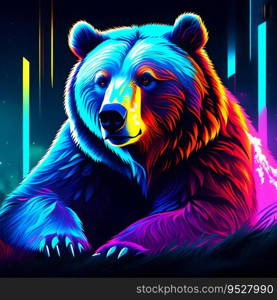 Abstract luminescent Grizzly Bear AI generated.