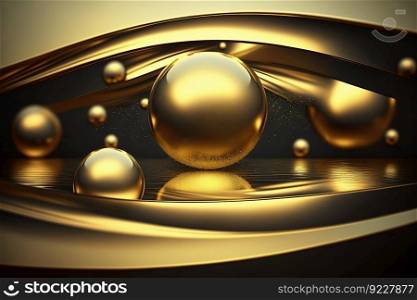Abstract luxury gold background with gold balls texture created by generative AI 