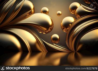 Abstract luxury gold background with gold balls texture created by generative AI