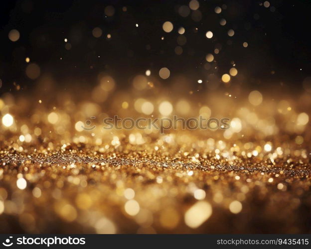 Abstract magic gold dust background over black. Beautiful golden background. Abstract golden background