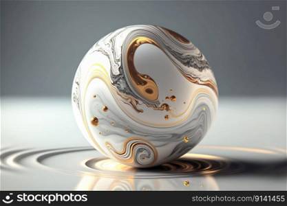 Abstract marble ball wallpaper background , luxury marble texture gold and white , Generative Ai