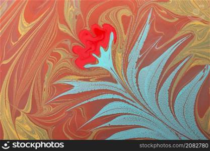 Abstract marbling floral pattern for fabric,tile design. background texture