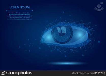 Abstract mash line and point laser vision correction. Low poly human iris modern operation surgery technology. Polygonal eye shape biometric identity vector illustration