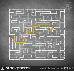 Abstract maze. Drawn abstract maze against white background. Finding solution