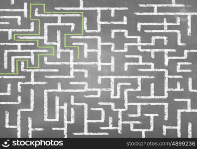 Abstract maze. Drawn abstract maze against white background. Finding solution