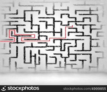 Abstract maze. Drawn abstract maze against white background. Finding solution