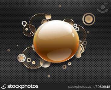 abstract metal background with glass circles