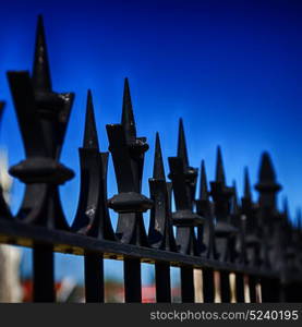 abstract metal in europe railing steel and background