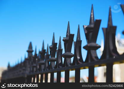 abstract metal in europe railing steel and background