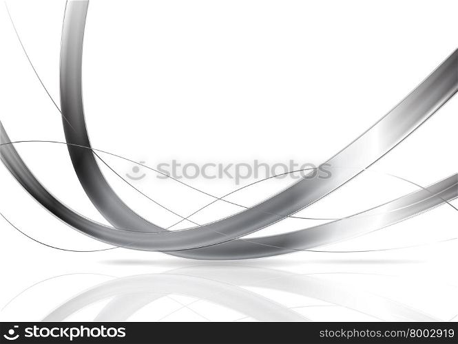 Abstract metal waves background. Abstract waves with metal silver effect on white background. Concept graphic design illustration