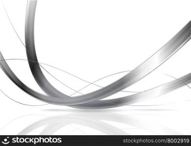 Abstract metal waves background. Abstract waves with metal silver effect on white background. Concept graphic design illustration