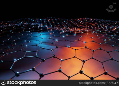 Abstract Metallic dot and connect line technology futuristic background 3d rendering