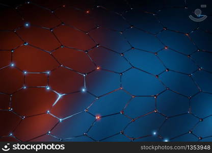 Abstract Metallic dot and connect line technology futuristic background 3d rendering