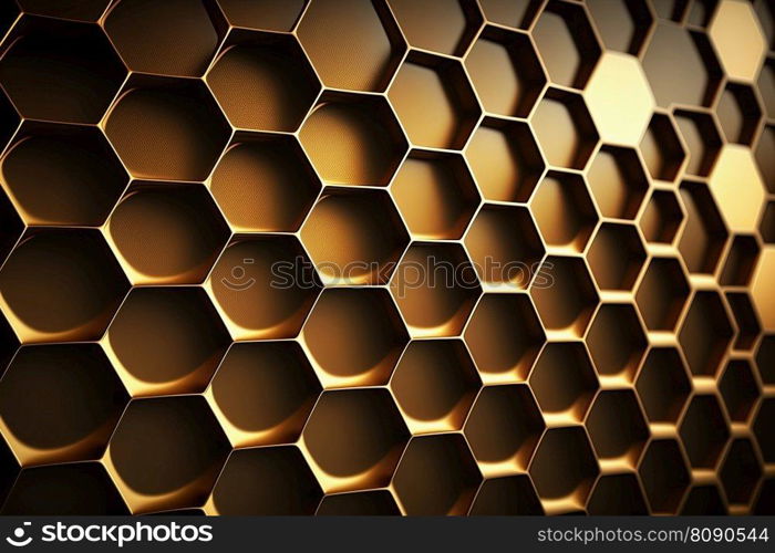Abstract metallic gold polygonal mosaic background. Luxury design with hexagon pattern. AI. Abstract gold luxury polygonal mosaic background with hexagon pattern. AI