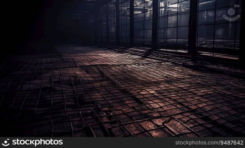 Abstract metallic grid background. Rusty industrial grid texture. Generated AI