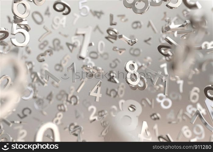 abstract metallic number background, information concept,3d illustration of number background.