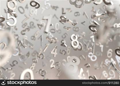 abstract metallic number background, information concept,3d illustration of number background.