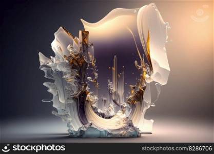 Abstract metamorphose change quartz crystal white transparent. distinct generative AI image.. Abstract metamorphose change quartz crystal white transparent