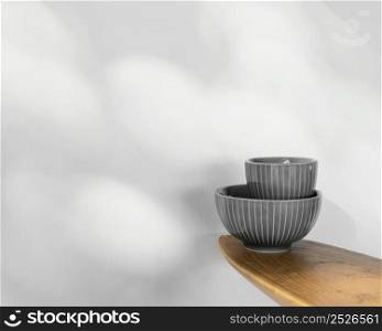 abstract minimal kitchen bowls copy space front view