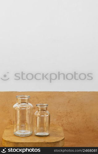 abstract minimal kitchen glass jars copy space