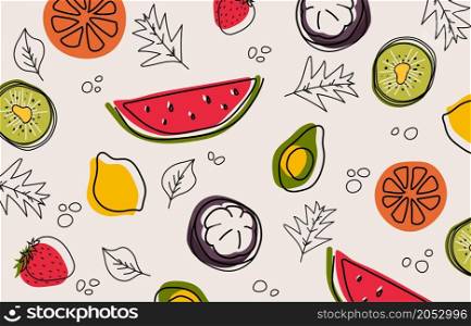 Abstract minimal organic doodle fruits shape drawing template. Simply design for template background. Illustration vector