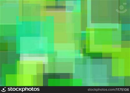 Abstract minimalist green illustration with squares useful as a background. Abstract green squares illustration background