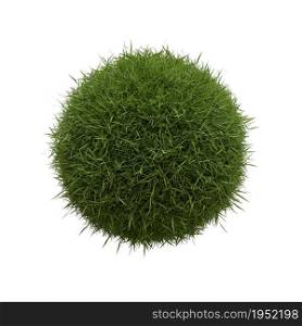 Abstract mockup spherical natural fresh green grass ball on white background 3D rendering illustration