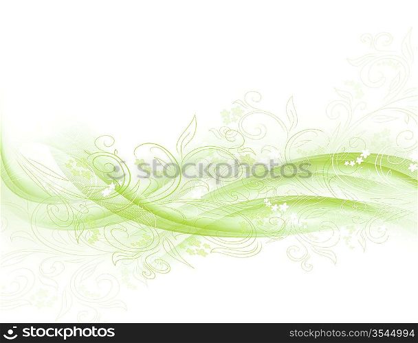 Abstract Modern Summer Background With Floral Waves