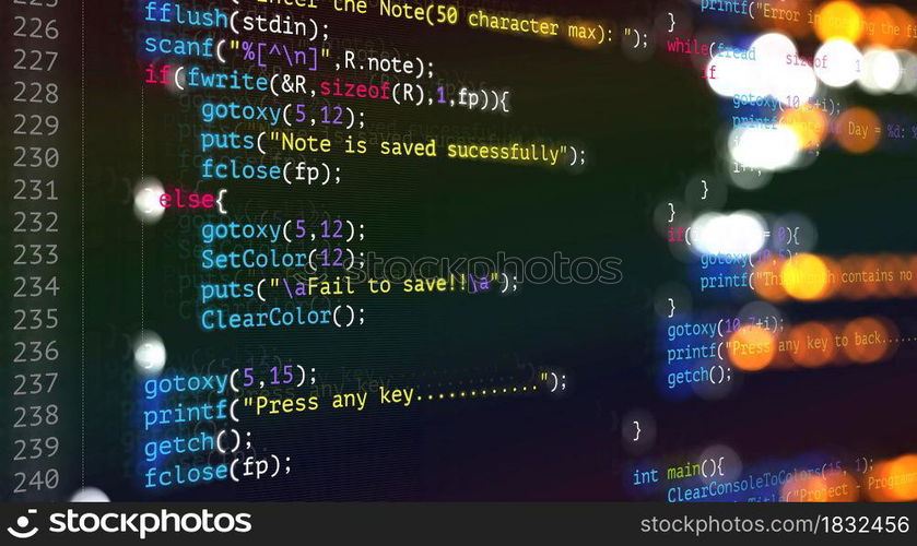 Abstract Modern tech of Programming code screen developer. C Programming Language of Computer script and Technology background of software.