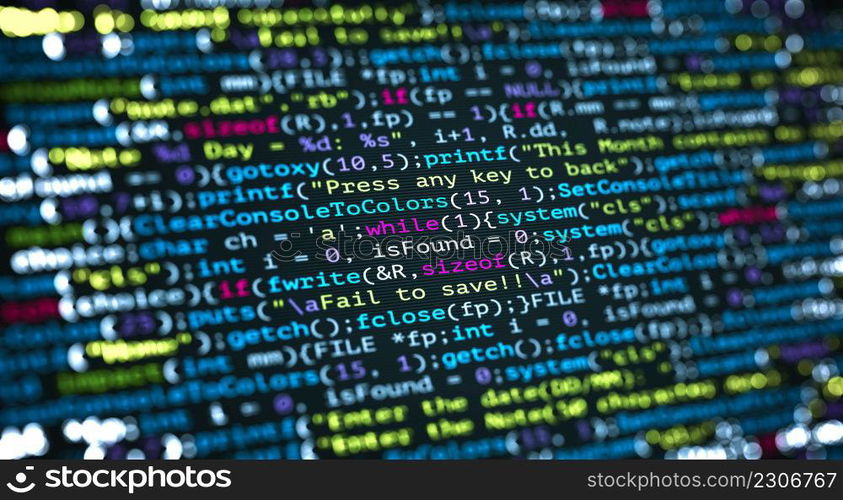 Abstract Modern tech of Programming code screen developer. C Programming Language of Computer script and Technology background of software.