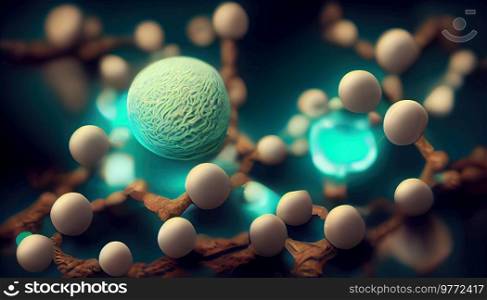 Abstract molecular backrgound, laboratory reasearch and medicine concept, 3D illustration. Abstract molecular backrgound